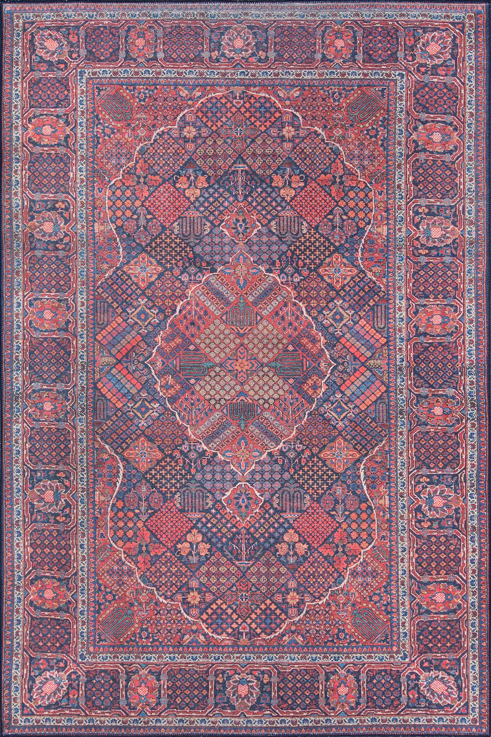 Afshar 10 Navy Antique Wash Medallion Rug