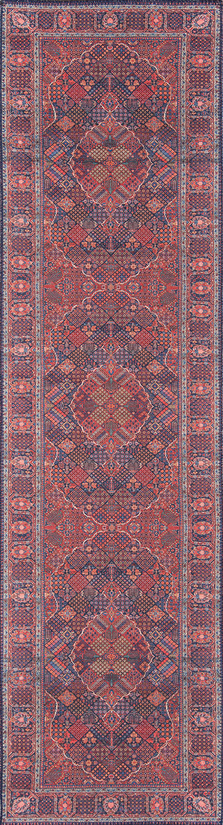 Afshar 10 Navy Antique Wash Medallion Rug