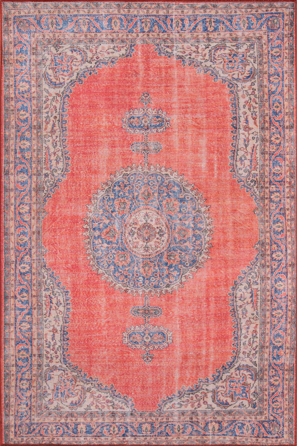 Afshar 12 Red Antique Wash Medallion Rug