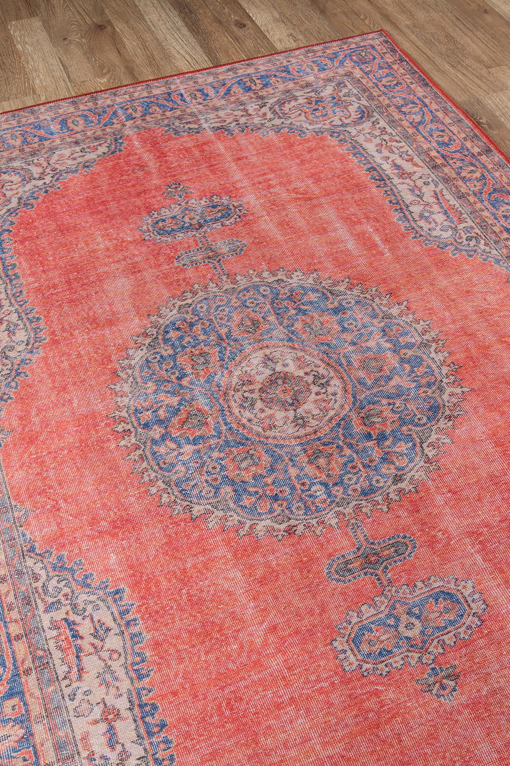 Afshar 12 Red Antique Wash Medallion Rug