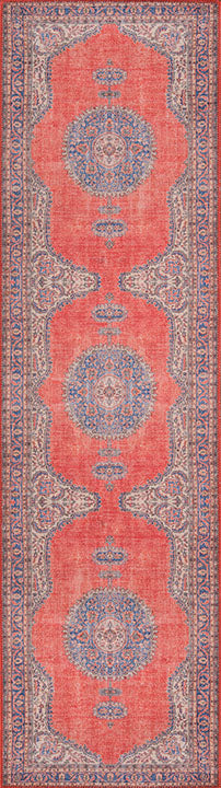 Afshar 12 Red Antique Wash Medallion Rug