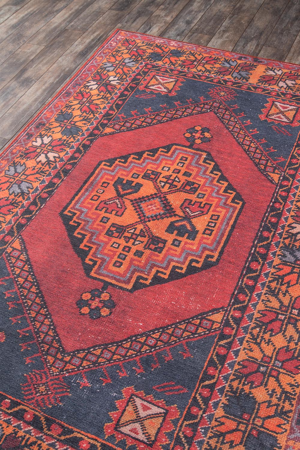 Afshar 16 Red Antique Wash Tribal Medallion Rug