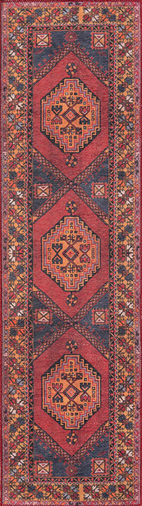 Afshar 16 Red Antique Wash Tribal Medallion Rug