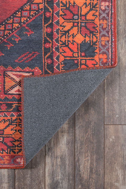 Afshar 16 Red Antique Wash Tribal Medallion Rug