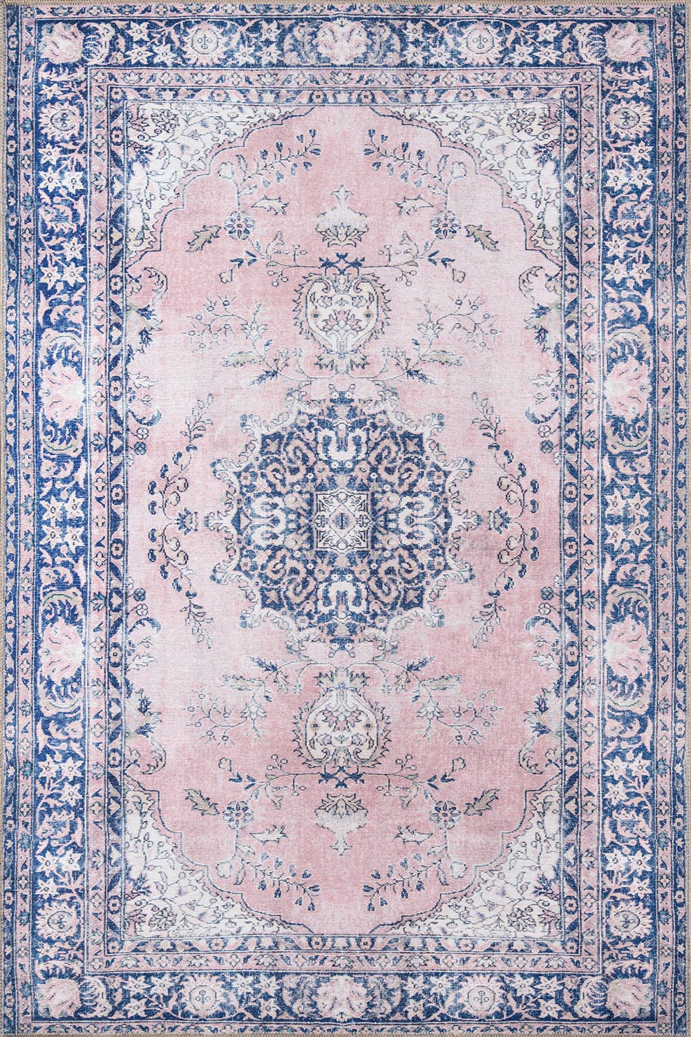 Afshar 30 Pink Antique Wash Medallion Rug