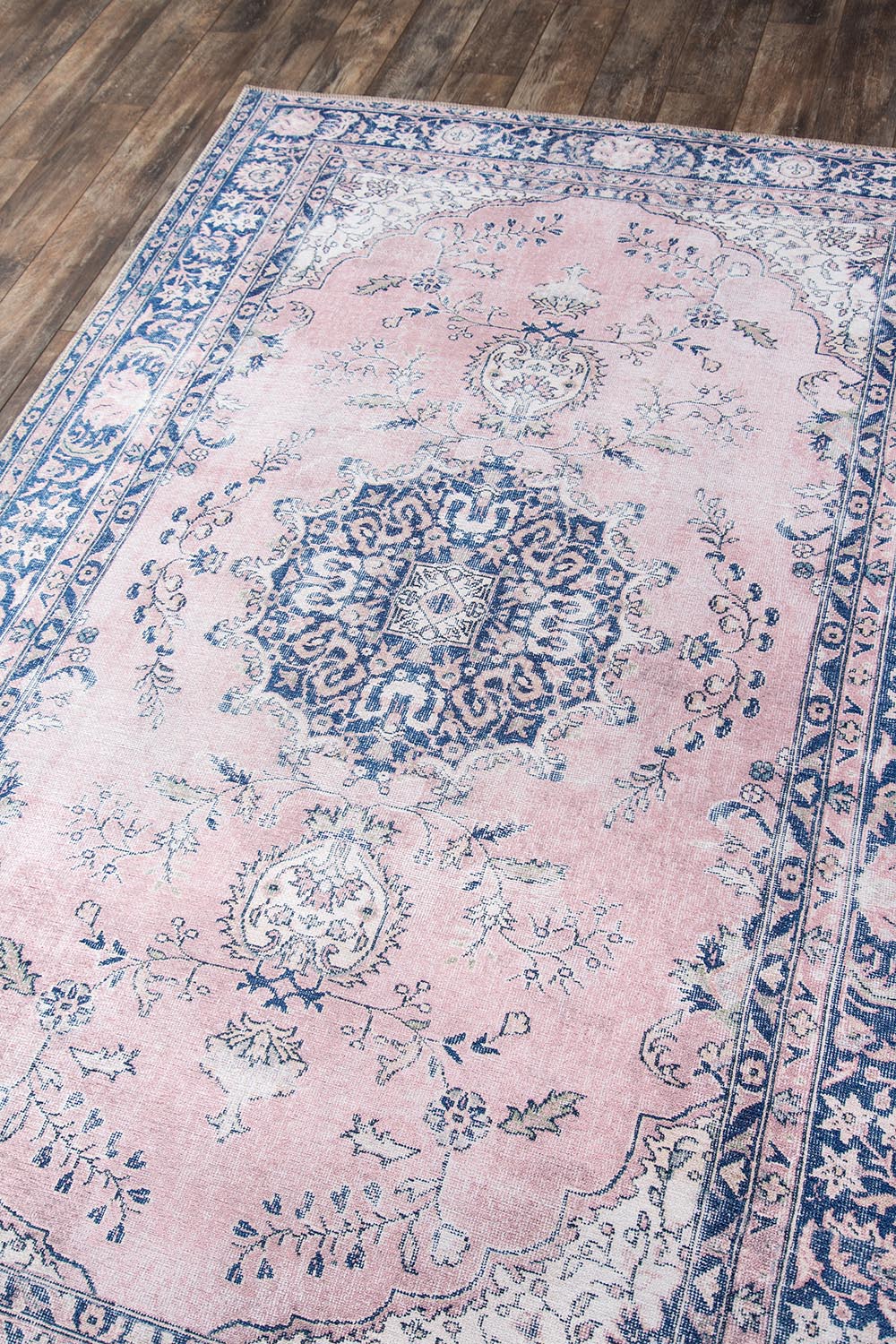 Afshar 30 Pink Antique Wash Medallion Rug