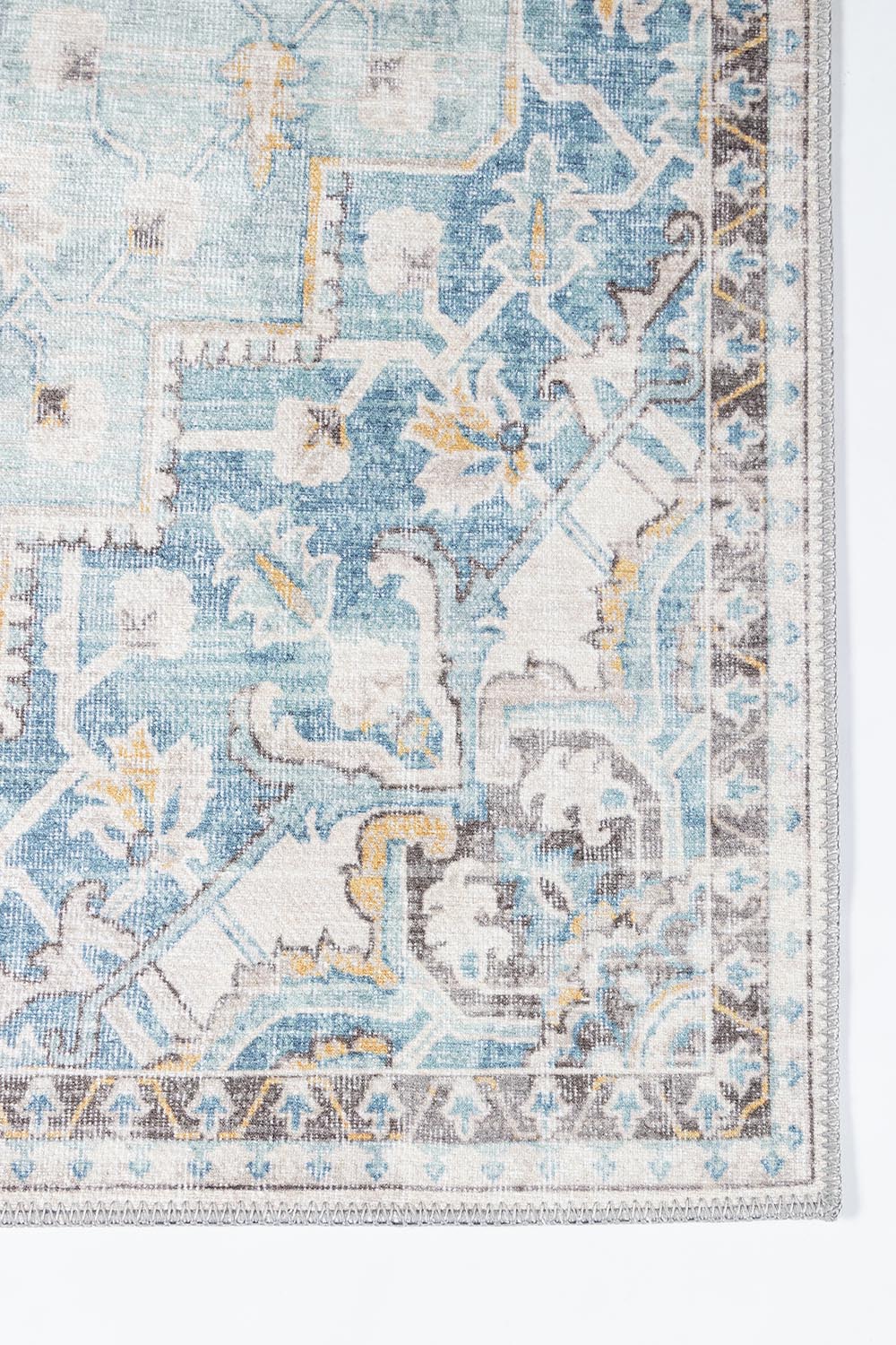 Afshar 32 Light Blue Antique Wash Medallion Rug