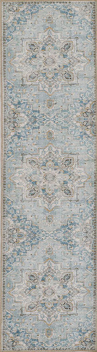 Afshar 32 Light Blue Antique Wash Medallion Rug