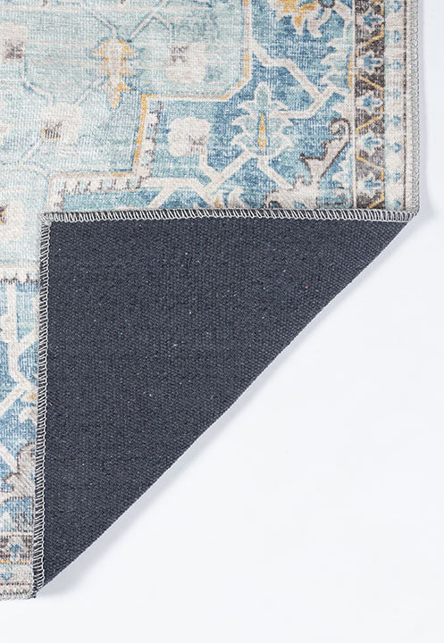 Afshar 32 Light Blue Antique Wash Medallion Rug