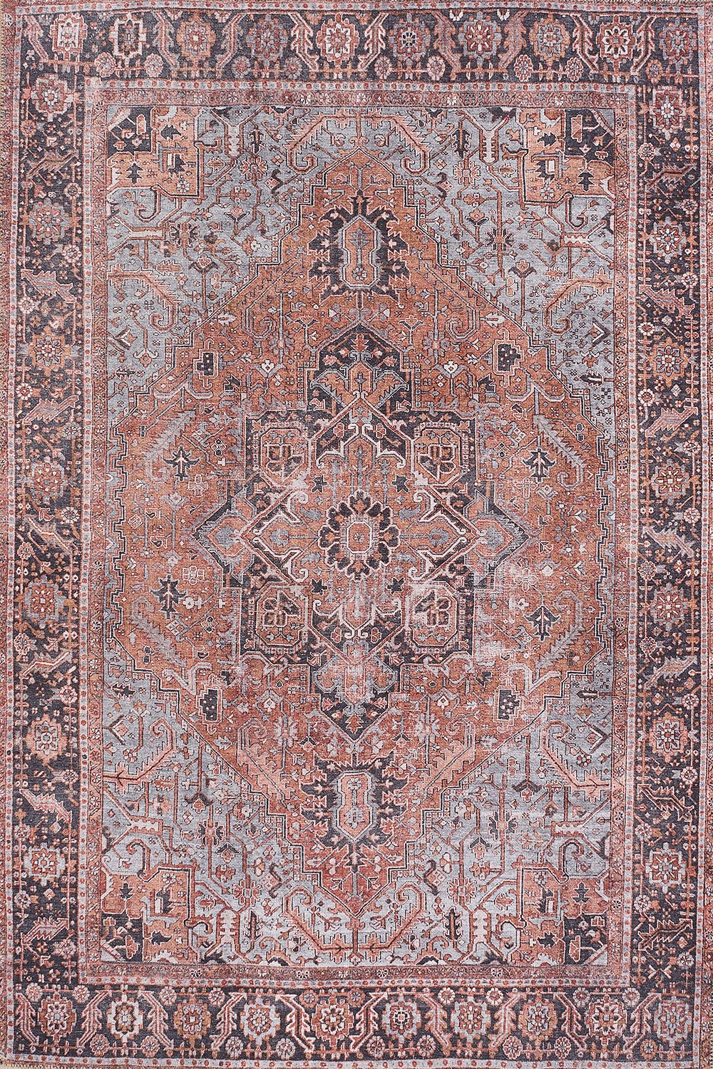 Afshar 36 Copper Antique Wash Medallion Rug