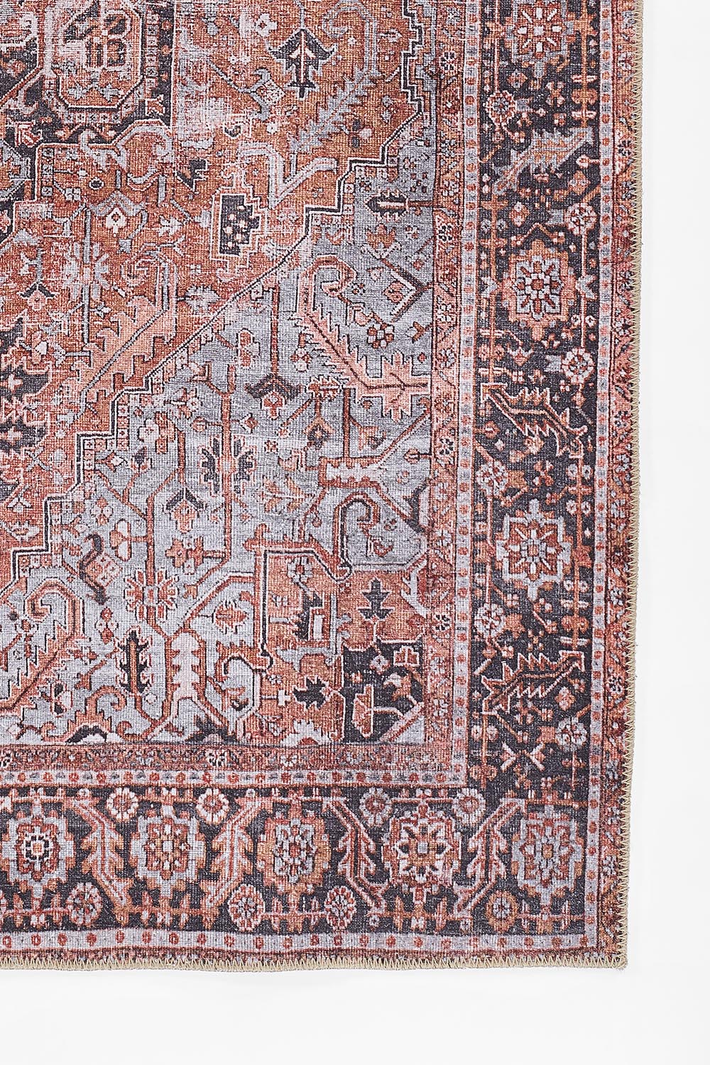 Afshar 36 Copper Antique Wash Medallion Rug
