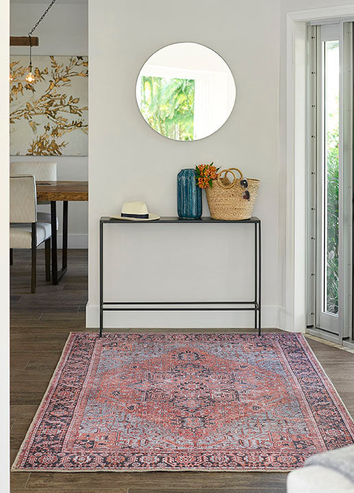 Afshar 36 Copper Antique Wash Medallion Rug