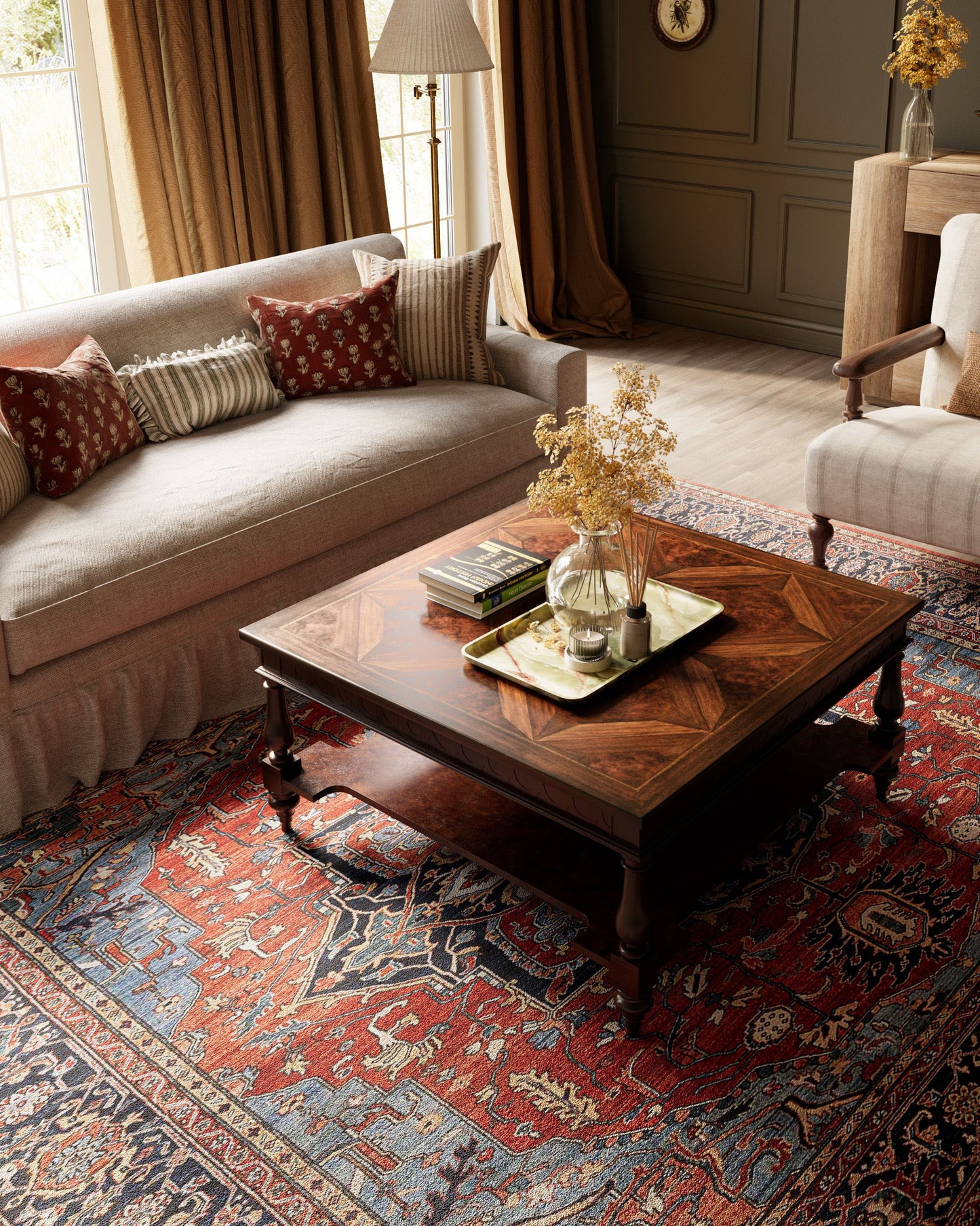 Afshar 37 Red Antique Wash Medallion Rug