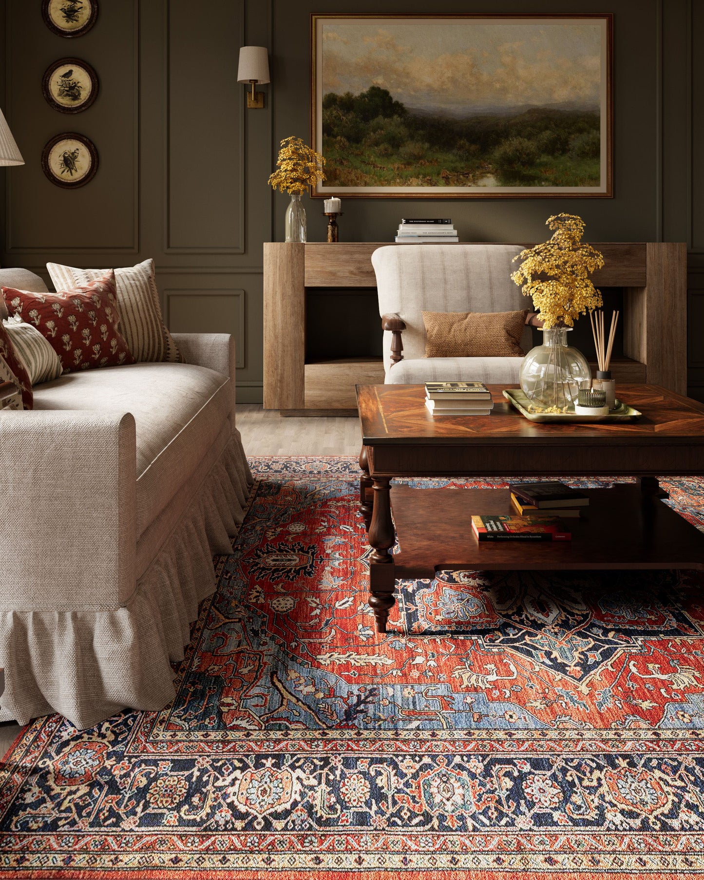 Afshar 37 Red Antique Wash Medallion Rug