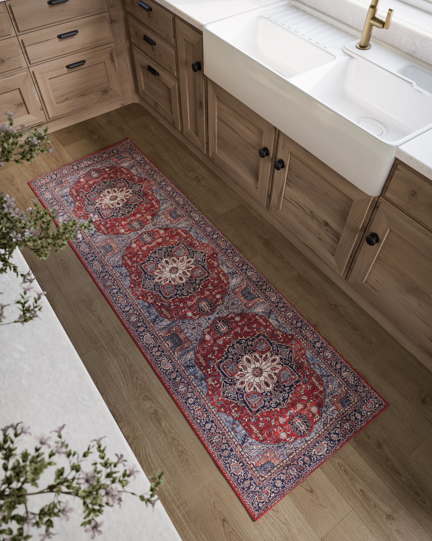 Afshar 37 Red Antique Wash Medallion Rug