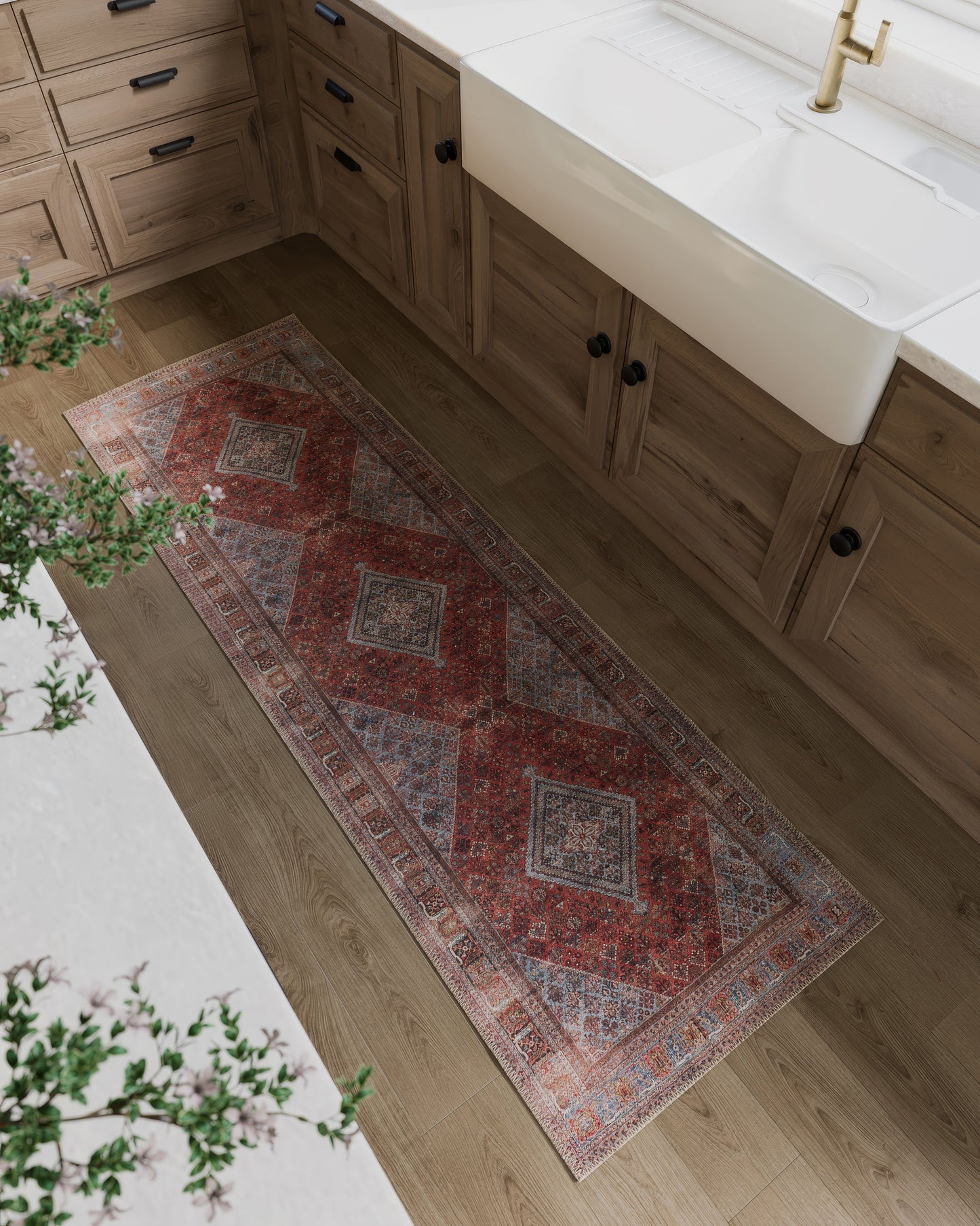 Afshar 38 Copper Antique Wash Medallion Rug