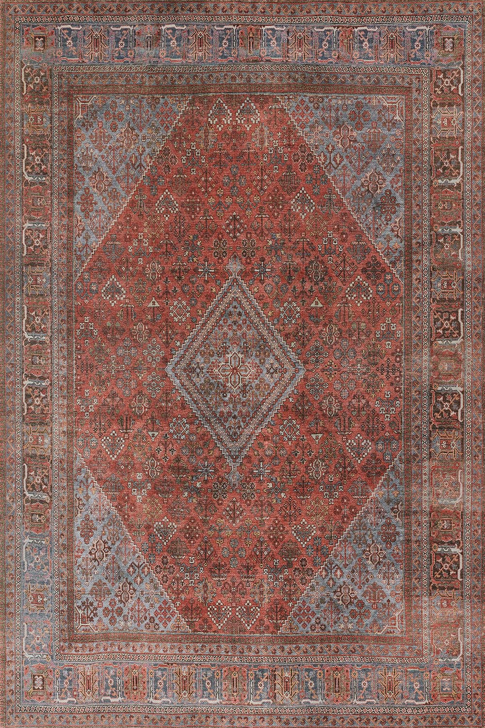 Afshar 38 Copper Antique Wash Medallion Rug