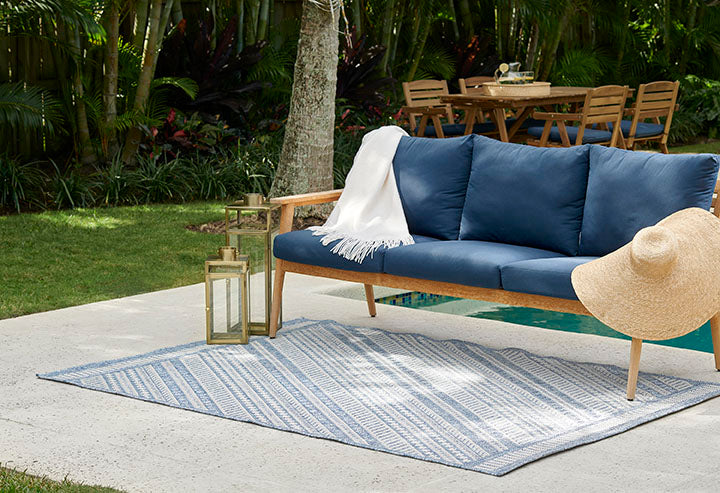 Hampton 3 Blue Moroccan Stripe Rug