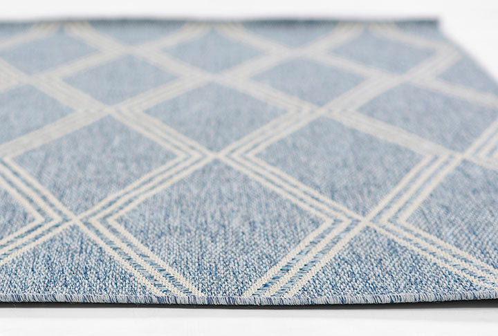 Hampton 5 Blue Moroccan Diamond Rug