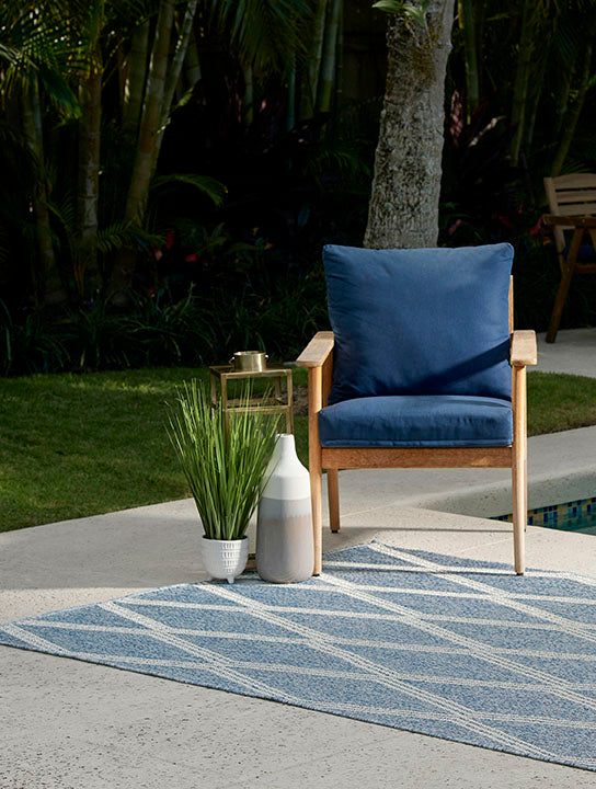 Hampton 5 Blue Moroccan Diamond Rug