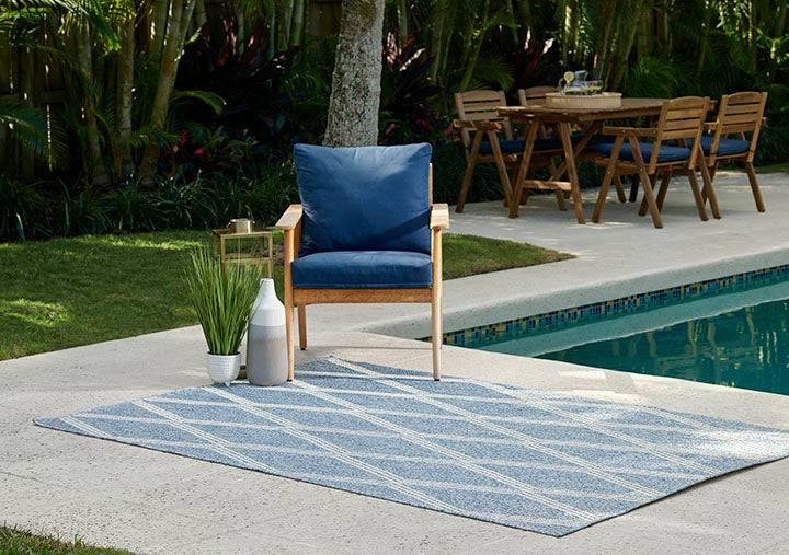 Hampton 5 Blue Moroccan Diamond Rug