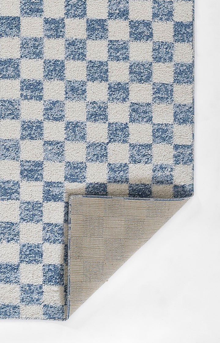 Kaia 1 Checkered Blue Shag Rug