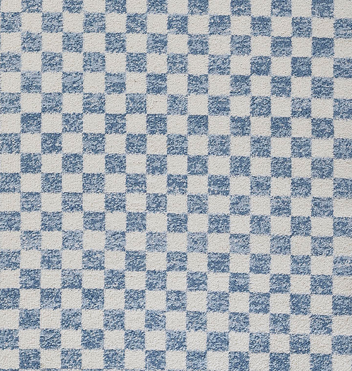 Kaia 1 Checkered Blue Shag Rug