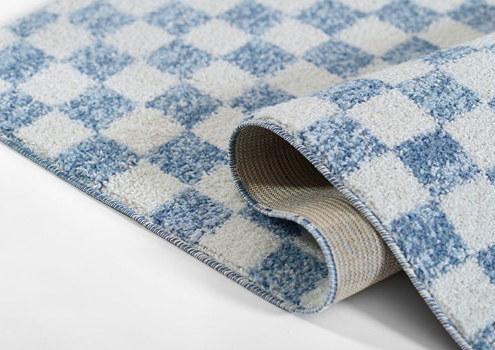 Kaia 1 Checkered Blue Shag Rug