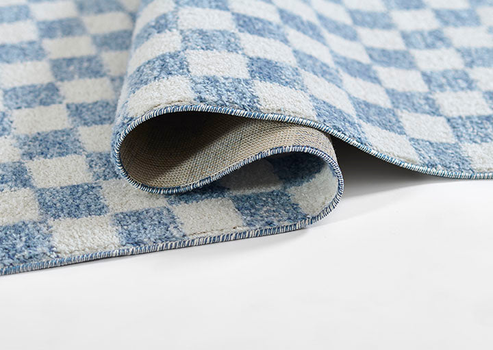 Kaia 1 Checkered Blue Shag Rug