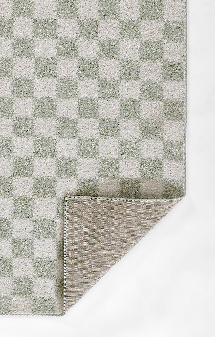 Kaia 1 Checkered Green Shag Rug