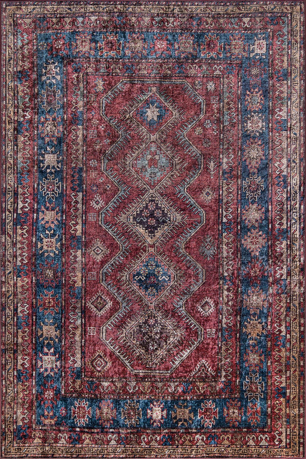 Karachi 1 Burgundy Traditional Rug