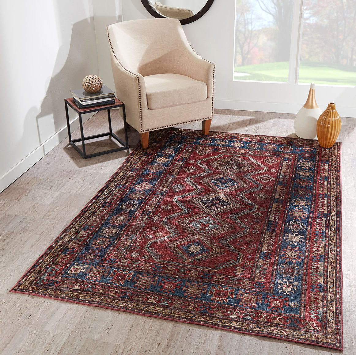 Karachi 1 Burgundy Traditional Rug