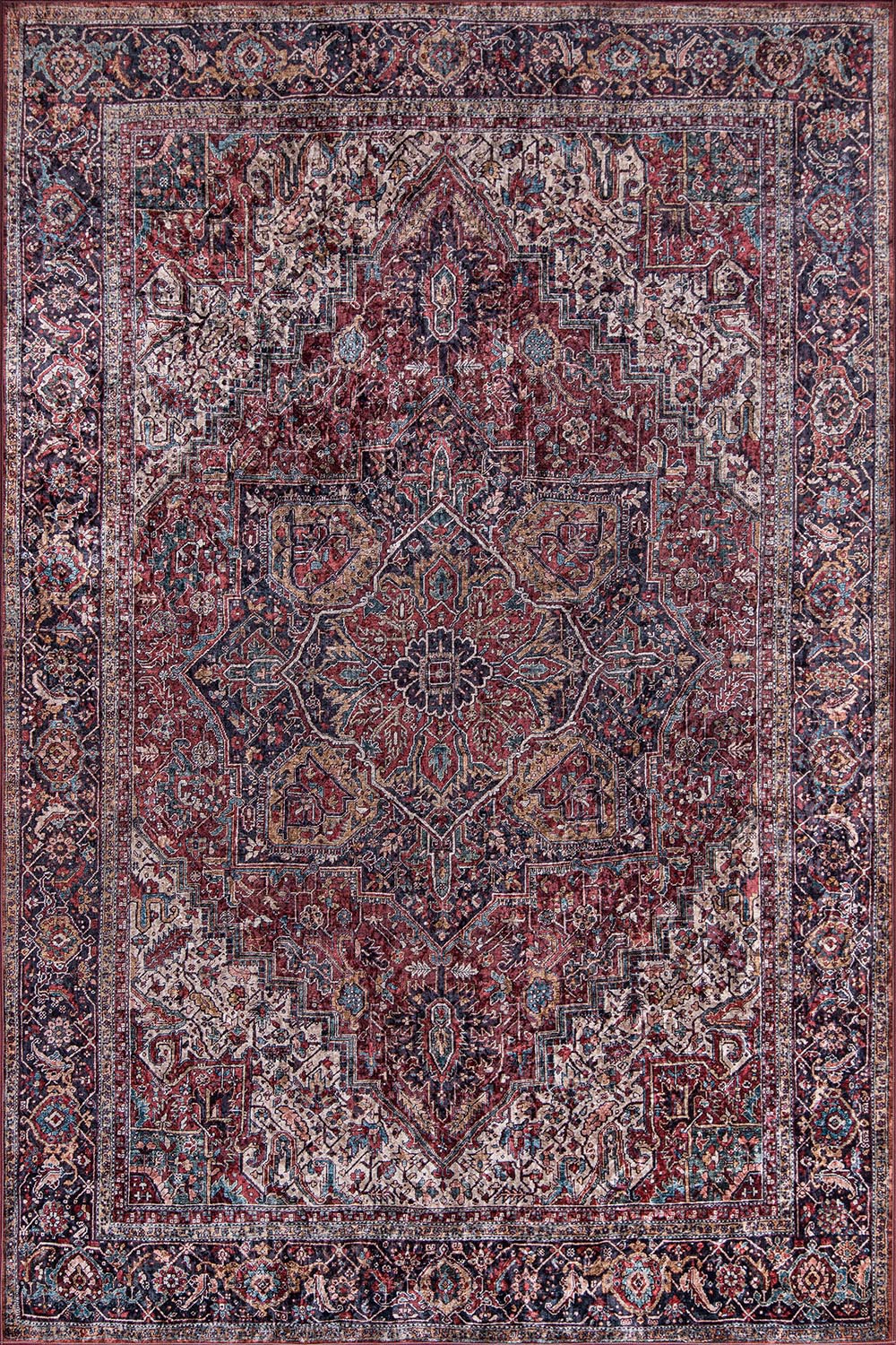 Karachi 4 Burgundy Traditional Rug