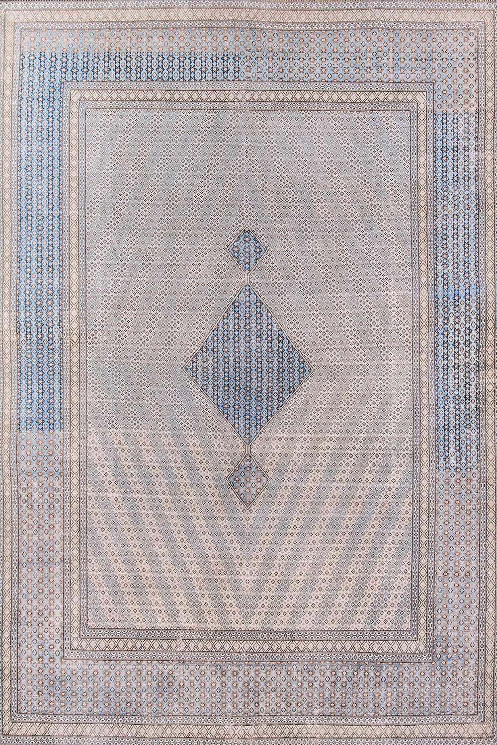 Afshar 34 Blue Antique Wash Geometric Medallion Rug