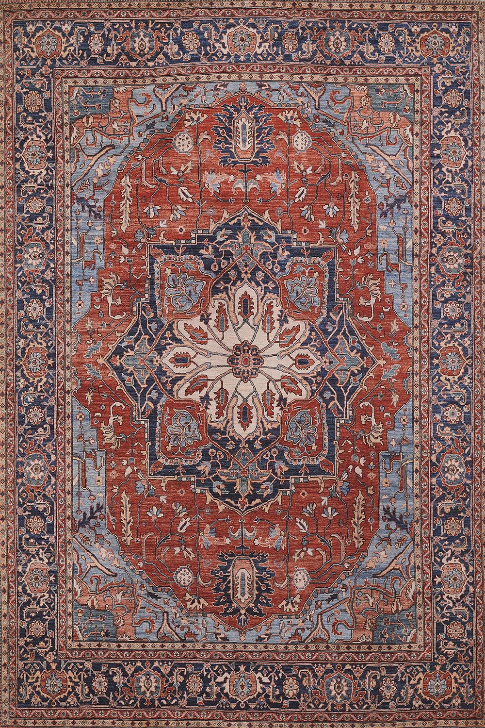 Afshar 37 Red Antique Wash Medallion Rug
