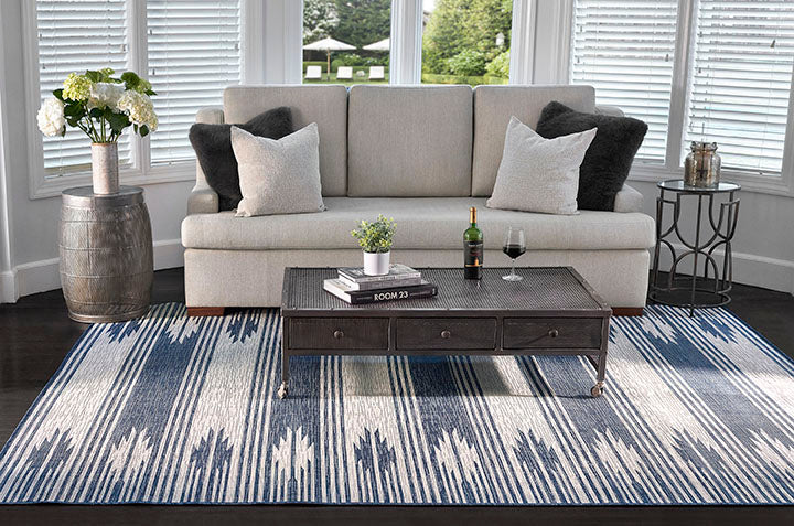 Riviera 7 Blue Abstract Shibori Outdoor Rug