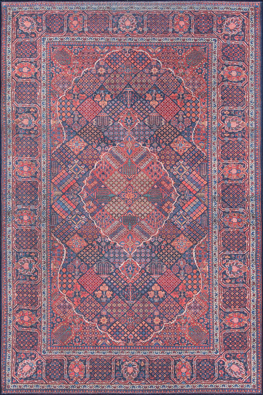 Afshar 10 Navy Antique Wash Medallion Rug