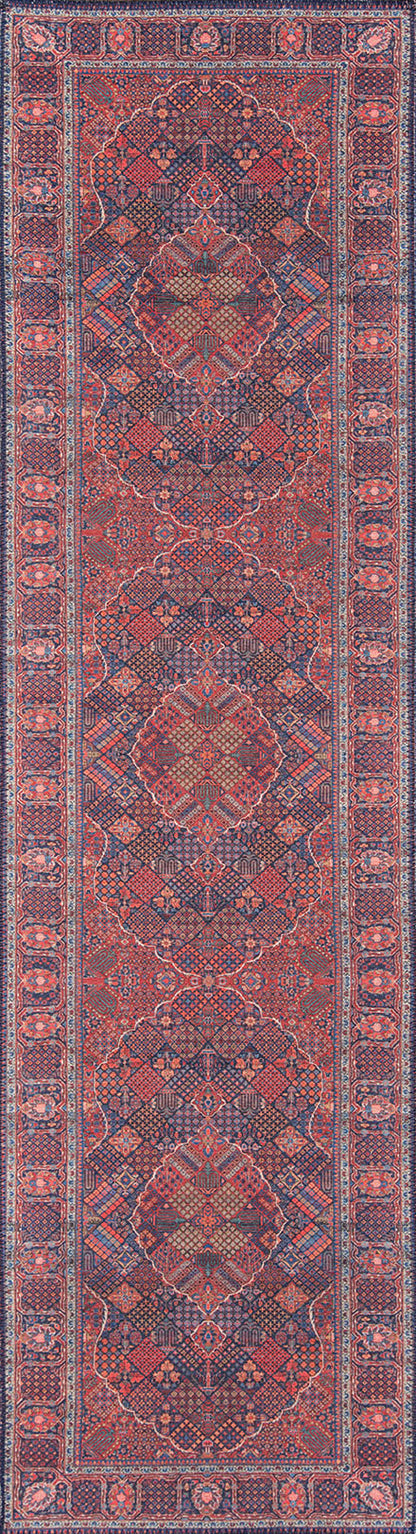 Afshar 10 Navy Antique Wash Medallion Rug
