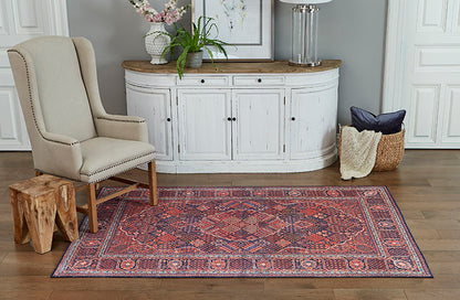 Afshar 10 Navy Antique Wash Medallion Rug