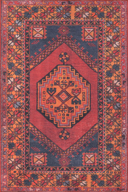 Afshar 16 Red Antique Wash Tribal Medallion Rug