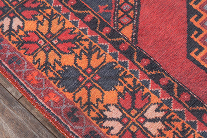 Afshar 16 Red Antique Wash Tribal Medallion Rug