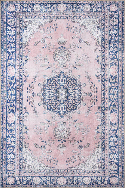 Afshar 30 Pink Antique Wash Medallion Rug