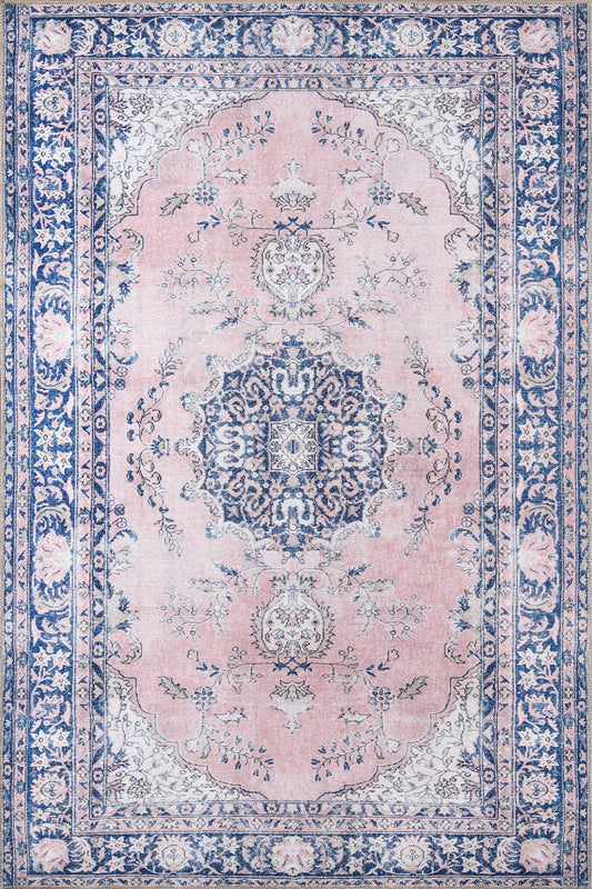 Afshar 30 Pink Antique Wash Medallion Rug