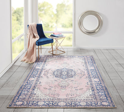 Afshar 30 Pink Antique Wash Medallion Rug