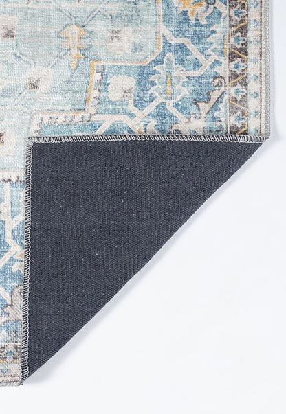 Afshar 32 Light Blue Antique Wash Medallion Rug