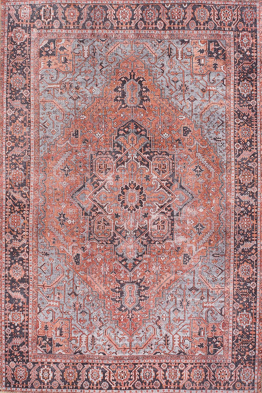 Afshar 36 Copper Antique Wash Medallion Rug