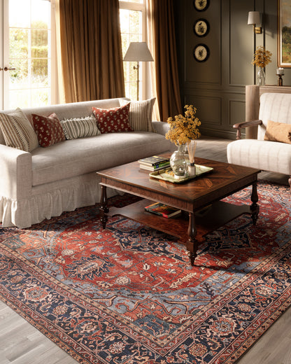 Afshar 37 Red No-Shed Washable Rug