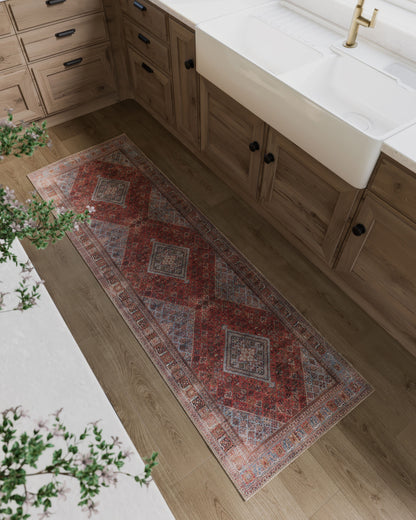 Afshar 38 Copper Antique Wash Medallion Rug