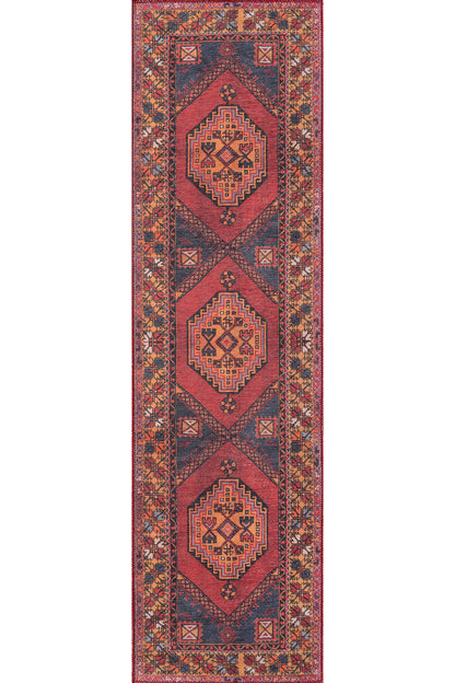 Afshar 16 Red No-Shed Washable Rug