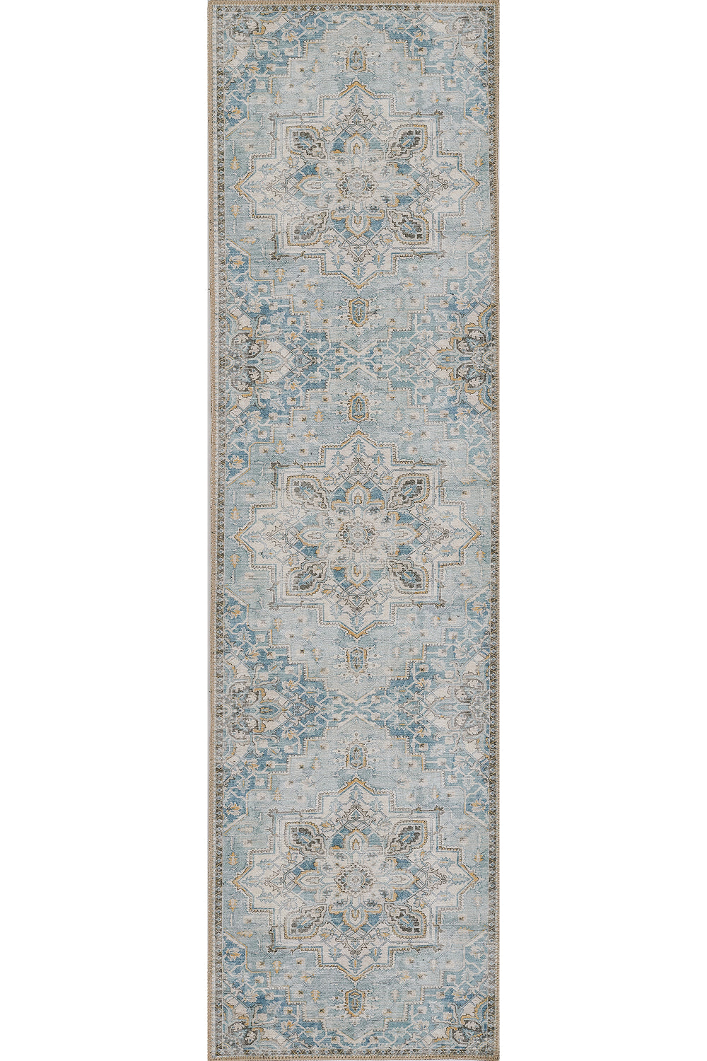 Afshar 32 Light Blue Antique Wash Medallion Rug